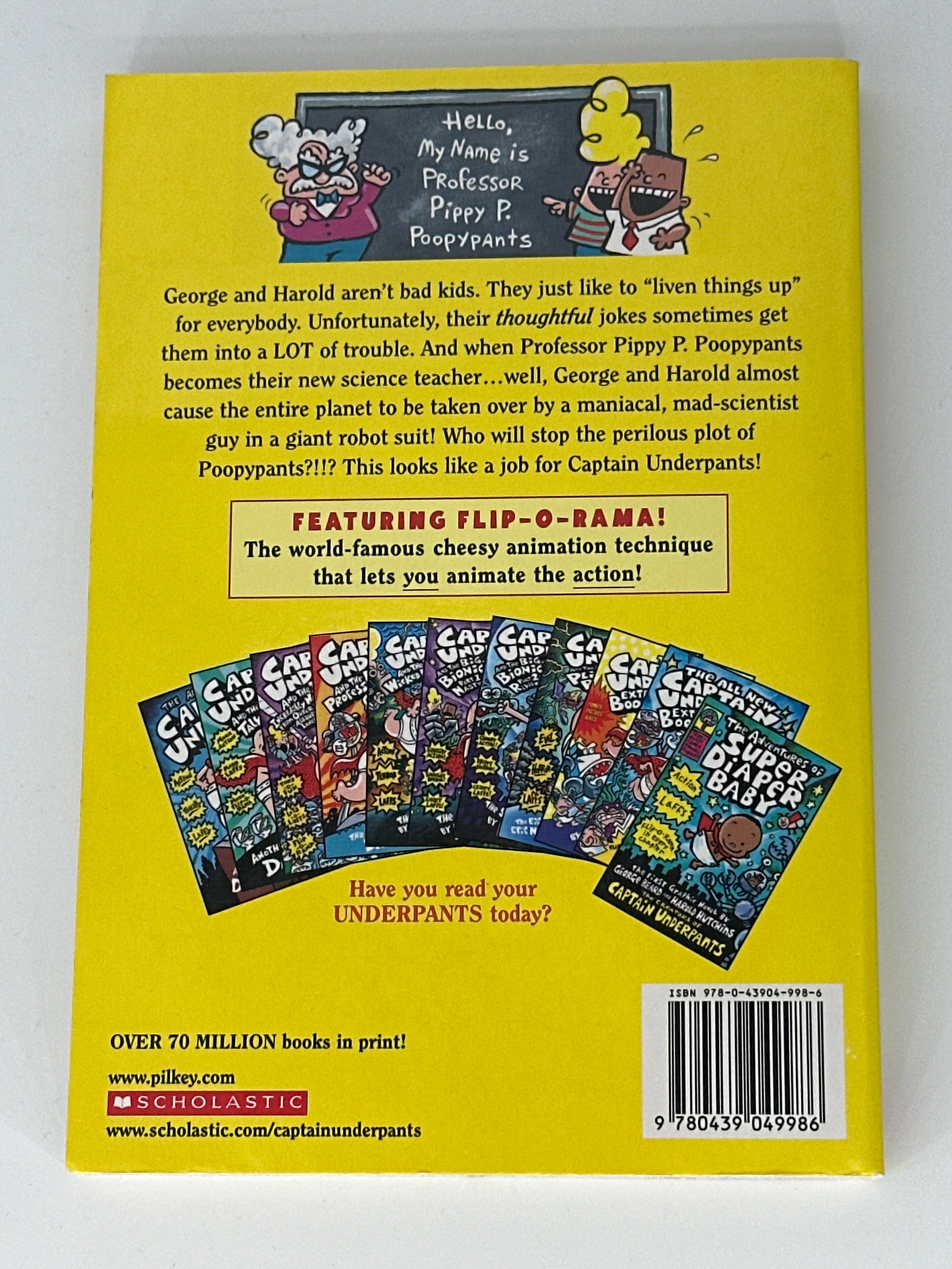 Dav Pilkey Captain Underpants and the Perilous Plot of Professor Poopypants back cover used books