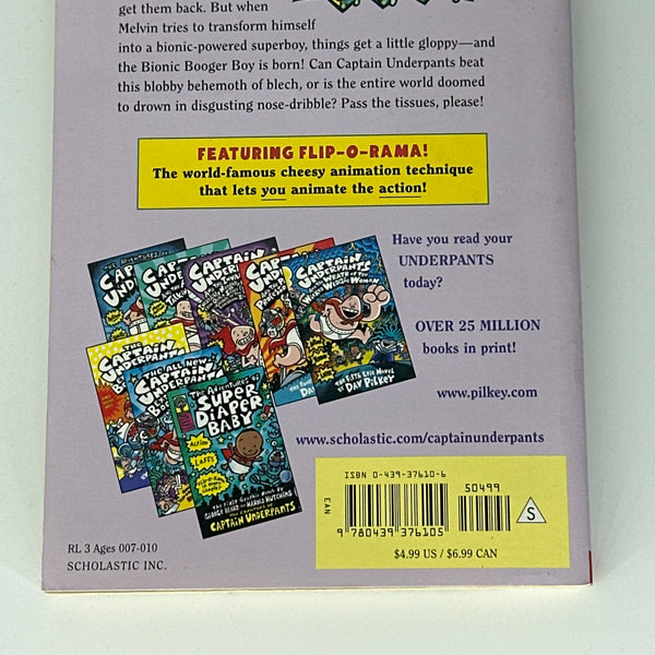 Captain Underpants and the Big, Bad Battle of the Bionic Booger Boy, Part 1: The Night of the Nasty Nostril Nuggets (Captain Underpants, #6) back cover used books