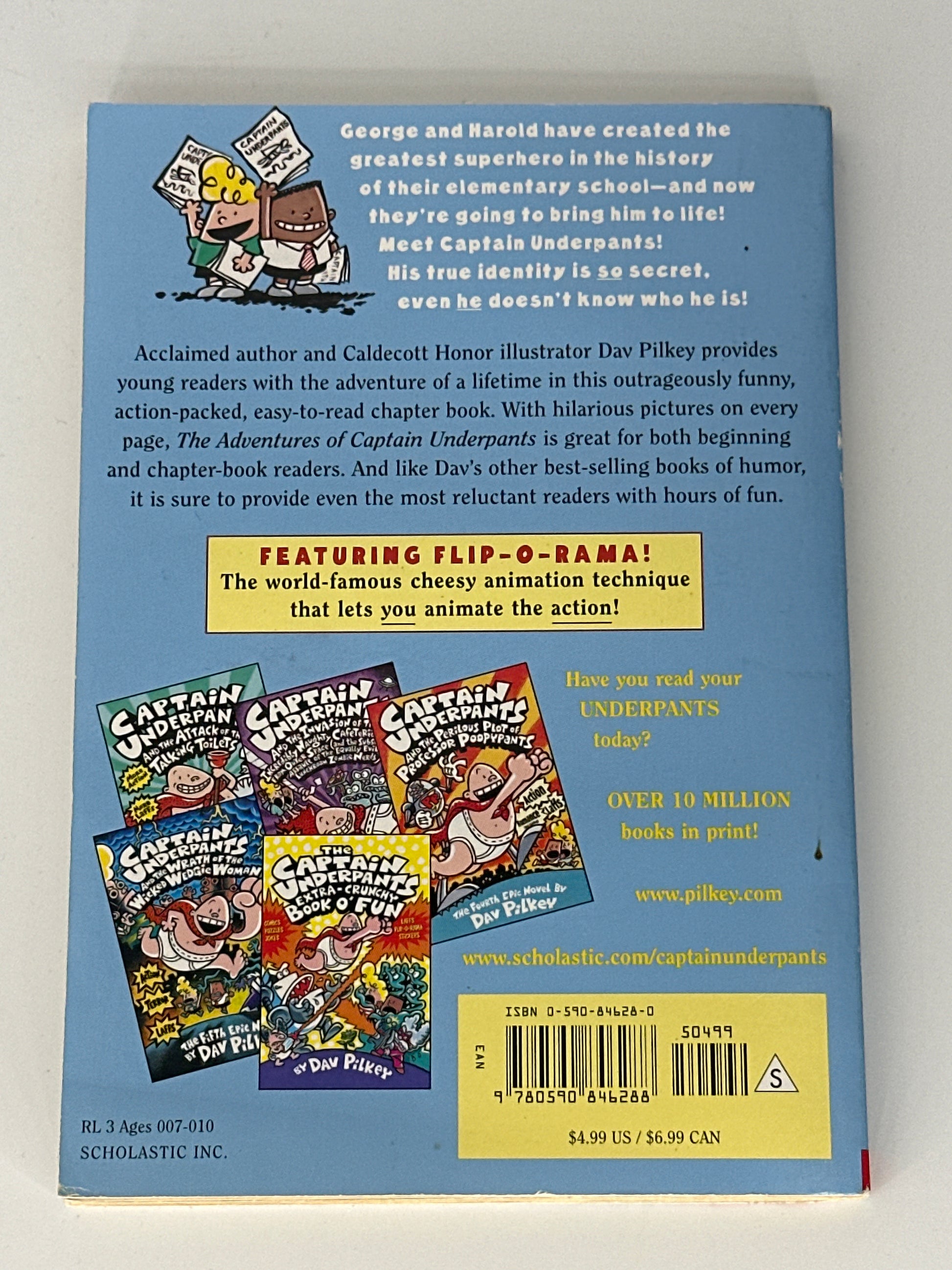 Dav Pilkey The Adventures of Captain Underpants back cover image