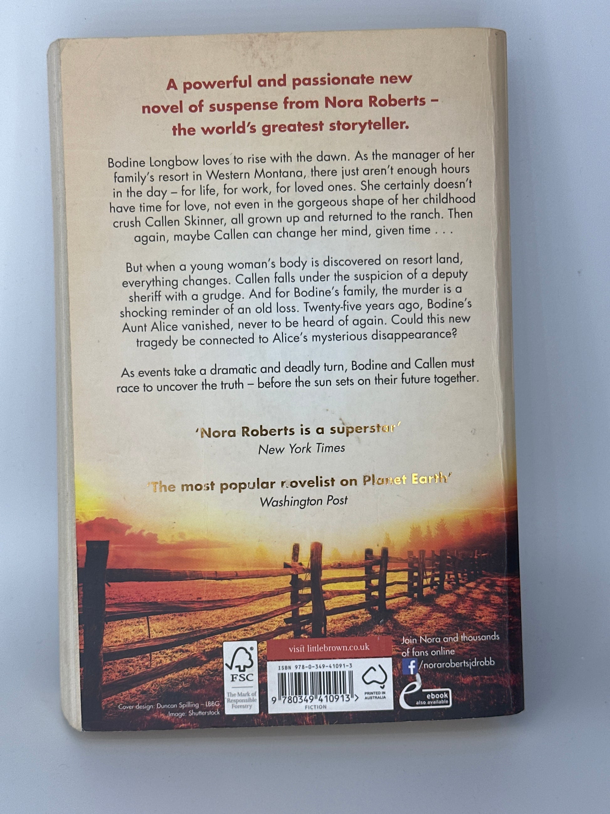 Nora Roberts Come Sundown back cover used books