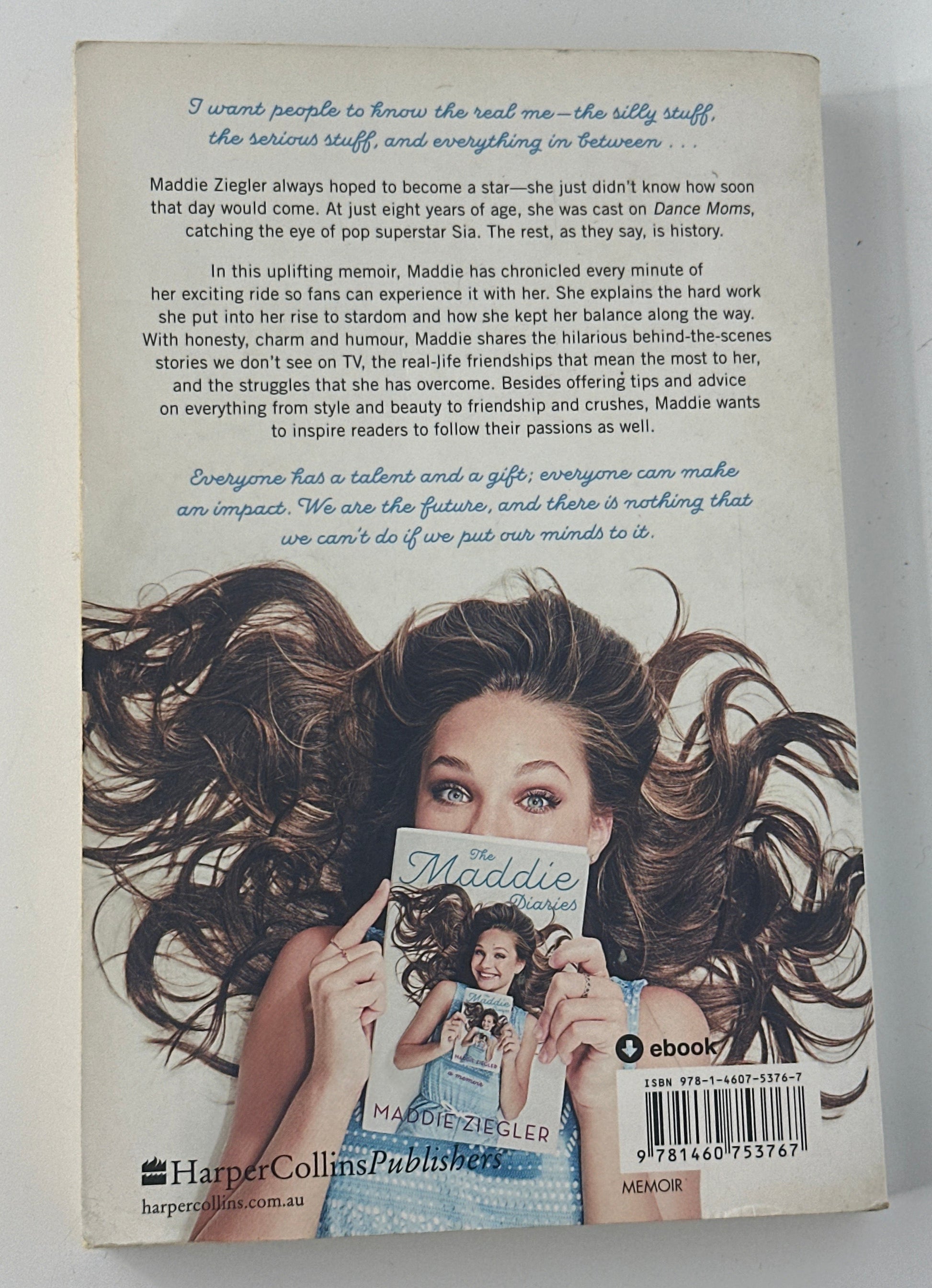 The Maddie Diaries by Maddie Ziegler back cover used books