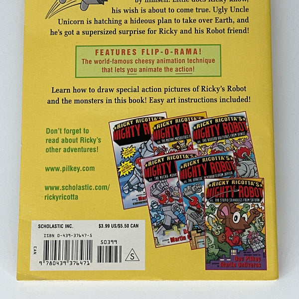 Dav Pilkey Ricky Ricotta's Mighty Robot vs. the Uranium Unicorns from Uranus (Ricky Ricotta, No. 7) back cover used books