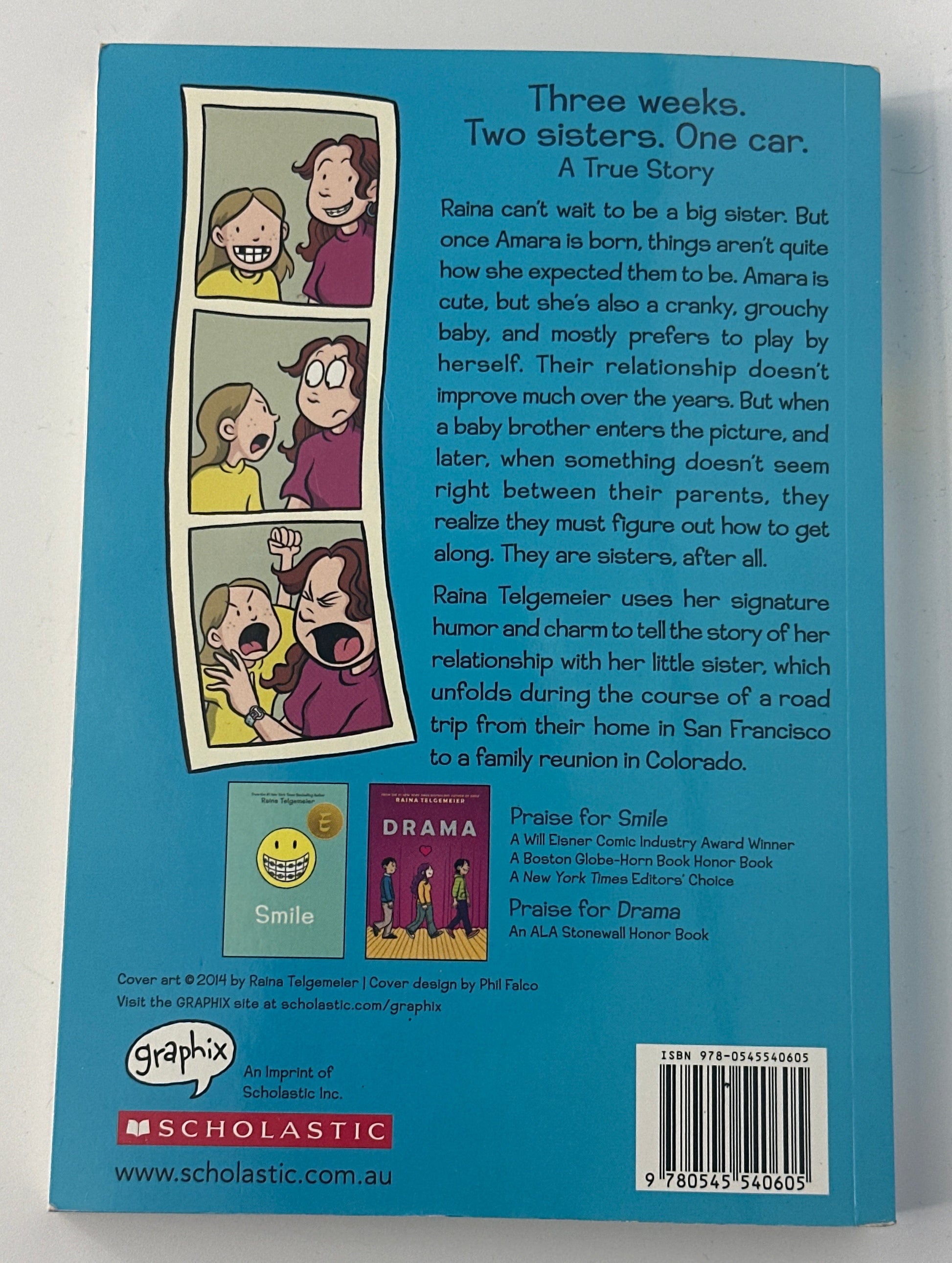 Raina Telgemeier Sisters: A Graphic Novel back cover used books